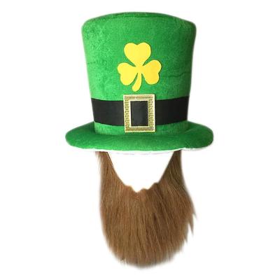 China Image Haiwin Party St. Patrick's Day Hat Top Hat and Beard St. Patrick's Day Party Accessory and Beard Leprechaun for sale