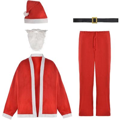 China Classic Christmas Santa Suit Adult Suit Christmas Clothes Polyester Design One Size Costume for sale