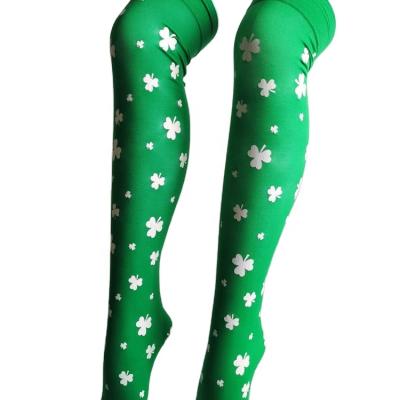 China Clover QUICK DRY Stockings Green Party Haiwin Comfy Tights For St Patrick's Day for sale