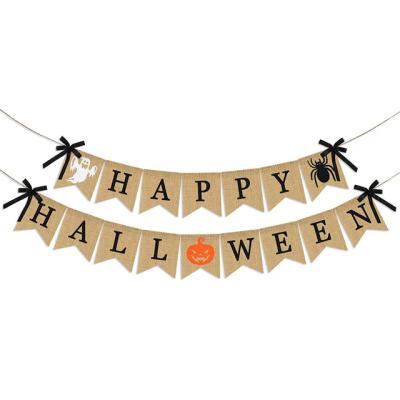 China High Quality Halloween Burlap Banner Halloween Backdrop Party Decorations for sale