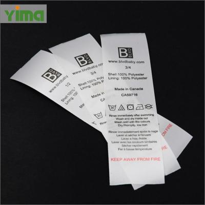 China Sustainable Custom Soft Satin Polyester And Acrylic Apparel Wash Print Care Label for sale