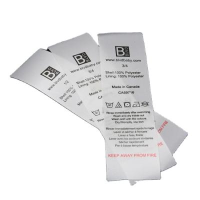 China Sustainable Hot Selling Custom Factory Wash Care Labels Rolls For Clothing for sale