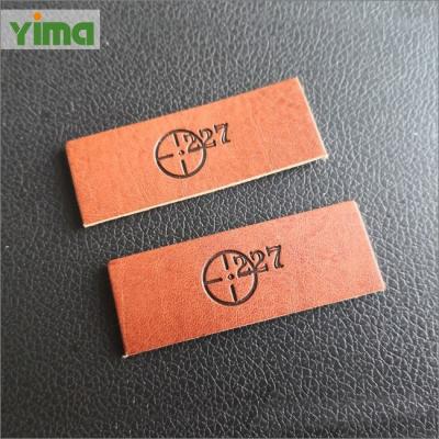 China High Quality Embossed Logo Private Leather Label China Viable Custom Factory Debossed Soft Bend Leather Patch for sale