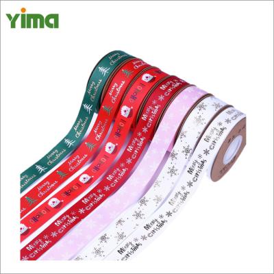 China 2022 High Tenacity Custom Christmas Printed LOGO Pattern Ribbon For Outdoor Tree Decoration for sale