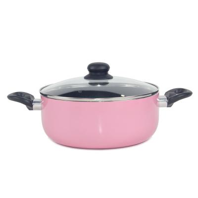 China Viable Made In China Factory Direct Professional Manufacture Pink Forged Non Stick Aluminum Cookware Pot Set for sale