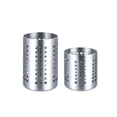 China Sustainable Wholesale High Quality Silver Round Stainless Steel Kitchen Utensil Holder Cutlery For Table for sale