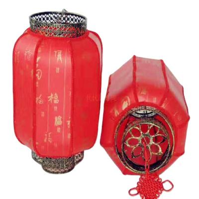 China Traditional Chinese Red Lantern Water Proof Outside New Year Chinese Street Lanterns Decorative Hanging Flocking Lanterns for sale