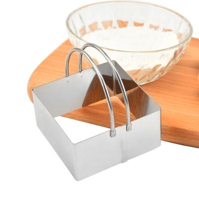 China Viable Consult Free Sample Square Stainless Steel Cake Biscuit Mousse Mold With Handle Baking Tool for sale