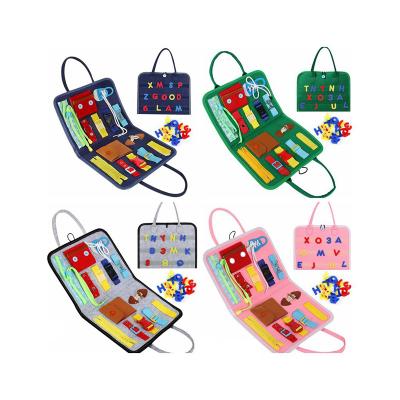 China Eductional Preschool Toys Busy Board Montessori Toys For Toddlers Foldable Sensory Toys Autism Toys Bag Design, Toddler Activity Board for sale