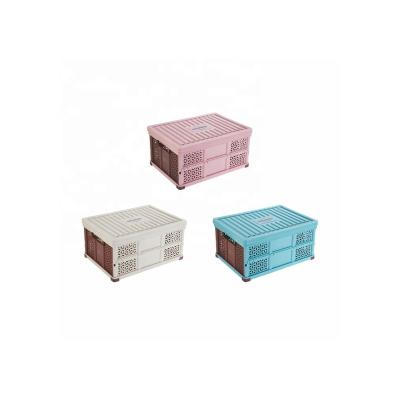 China Sustainable WANFU Foldable Plastic Storage Basket  Crate Collapsible Storage Container Box for sale