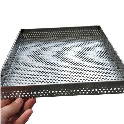 China Plain Weave Food Grade 304 Stainless Steel Wire Mesh Tray Wholesale Factory Supply Perforated Crimped Metal Mesh Tray Mesh Tray for sale