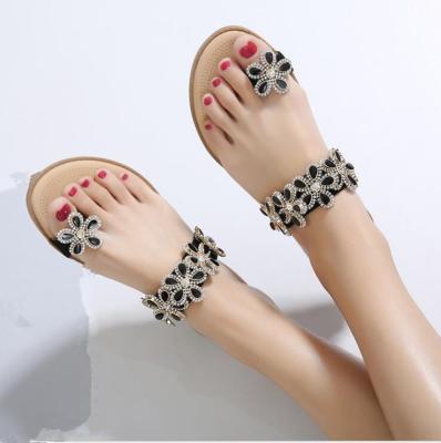 China Other cy10028a 2017 fashion style ladies summer sandals good quality flat shoes waxing diamond slippers for women for sale