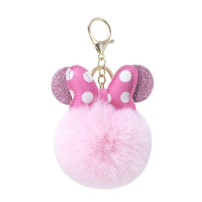 China 2023 New Selling Soft Toy Mickey Mouse Puff Knot Ball Pompom Creative Cute Key Chain Pendant Hot Bulk Key Chain Wholesale for sale