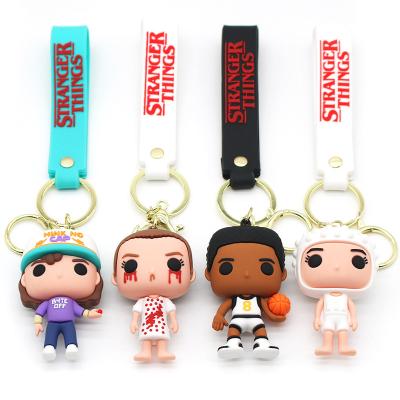 China Wholesale 2023 New Cartoon Hot Sale Cartoon Rubber Key Chains Lego Charm Luggage Personality Stranger Things Stranger Things for sale