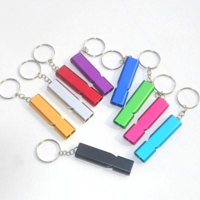 China Hot Selling 2023 Metal Security Whistle Keych Survival Whistle Self Defense Supplies Equipment Outdoor Security Key Chain for sale