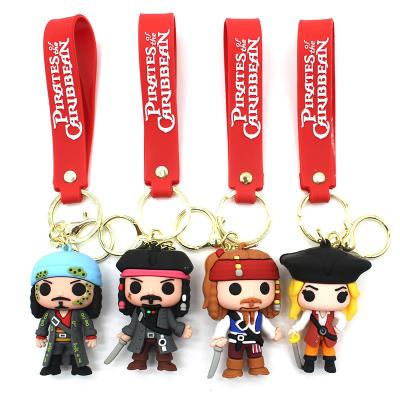 China Wholesale Pirates Of The Caribbean Key Chain King Caribbean Pendant Rubber Soft Rubber 3D Chain Doll Ghost Wonder Travel for sale