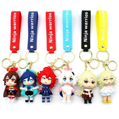 China Lovely Girl's 2023 New Cartoon Anime Genshin Key Chain Creative Bulk 3d Rubber Key Chain Wholesale Hot Selling Rubber Key Chain for sale