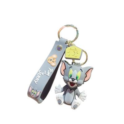 China Wholesale Bulk Cute Rubber Key Chain Tom Jerry Cartoon 3d Cat And Mouse Key Chain Couples Cute Key Pendant for sale