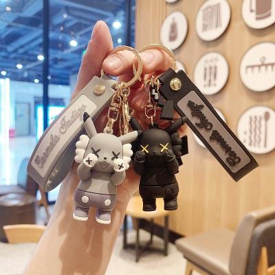 China 2023 new sale 3d pikachu key chain rubber hot violent bear cartoon rubber key chain wholesale ready to ship keychains for sale