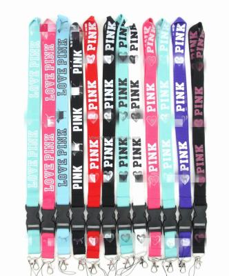 China The new hot sale polyester like pink lanyard personalized logo customization of the lanyard bulk mobile phone work identification arming cord 2.5cm for sale