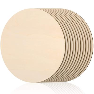 China Europe Hongland 10 Inch Customized 12 Inch Wooden Circle Slices Blank Unfinished Wood Wood Burning Slices For DIY Crafts for sale