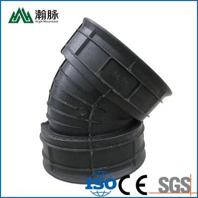 China Hdpe Double Wall Corrugated Pipe Fittings Corrugated Pipe Elbow 90 ° 45 °  Joint for sale