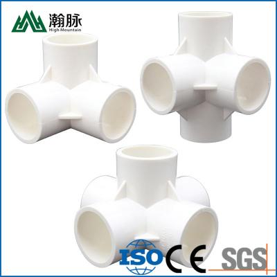 China Three Dimensional PVC Drainage Pipe Fittings Four Way Right Angle Plastic Joint for sale