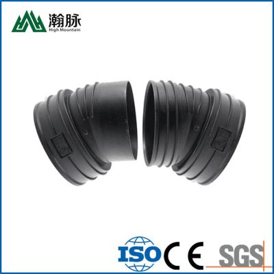 China Threaded HDPE Drainage Pipe Fittings Corrugated Polyethylene 45 Degree Pipe Elbow for sale