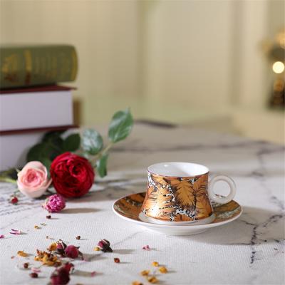 China Amber European 12 Pcs Viable Royal High Quality Opulent Gold/Spell Porcelain Coffee and Tea Set Cups and Saucers for sale