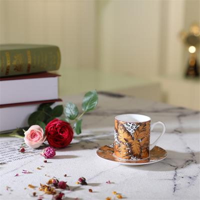 China Retro Classic Style Amber Porcelain Gold Ceramic Coffee Mugs Viable and Tea Set Mugs Dishwasher Safe for sale