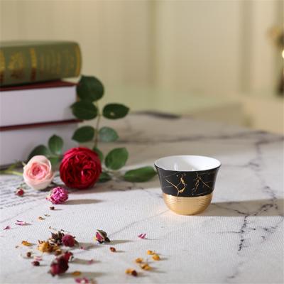 China Viable amber cup 12pcs/lots household amber european royal china ware small cawa cup with aluminum bottom for sale