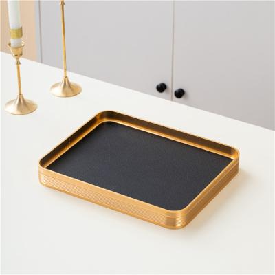 China Wholesale Custom Leather Decorative Glass Serving Multi Color Serving Coffee Vanity Home Restaurant Hotel Decor Tray Home Restaurant Tray Luxury Tray for sale