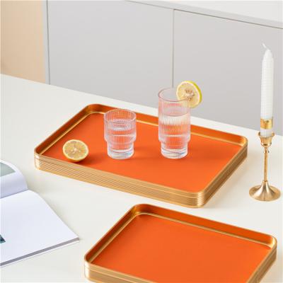 China China Manufacturers Home Modern Colorful Restaurant Hotel Large Black Gold Trays Set Custom Glass Wedding Food Serving Tray for sale