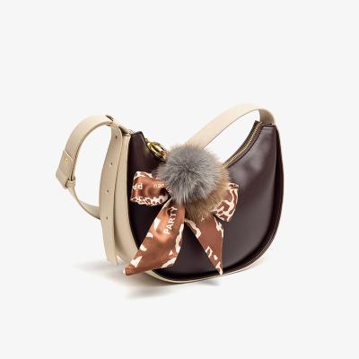 China Good quality waterproof fashionable ladies pinch PU leather wholesale women luxury handbags with ribbon for sale