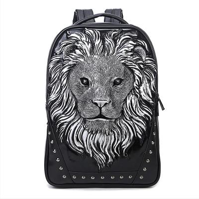 China Leisure Leather Backpack Men Style Fashion Customization Sporty Chic Black Lion Laptop Bag for sale