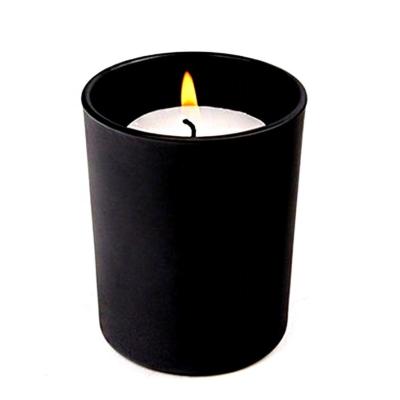 China Recycle Black Color Painted Cylinder Glass Candle Jar For Candle Making for sale