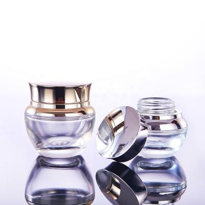 China Perfume 20/30/50 g 20/30/50/100/120ml high end clear glass jar for cream packaging with UV lid for sale