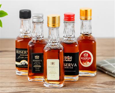 China Wholesale 50ml Mini Square Liquor Bottles Empty Whiskey Wine Glass Bottle With Screw Cap for sale