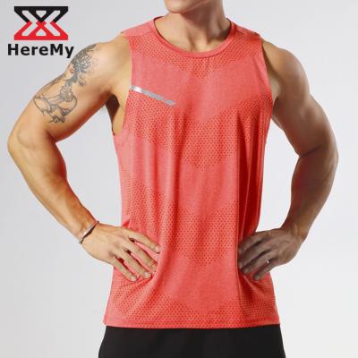 China Wholesale Brand Breathable Custom Sporty Sleeveless Men's Running Gym Singlets With Reflective Sublimation Logo for sale