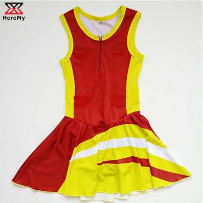 China Cheap 4 Way Stretch Sublimation Netball Tank Top Skirts Dresses Uniforms for sale