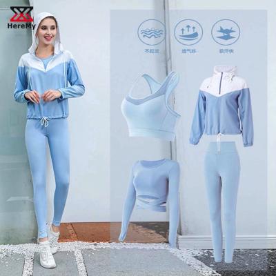 China Activewear 2021 New Arrival Breathable 5 Piece Sporty Gym Wear Active Fitness Shorts Summer Wear Sets for sale