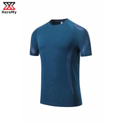 China Heremy Muscle Man GYM Breathable Training Top Running Short Sleeve Shirt Breathable Workout Wear for sale