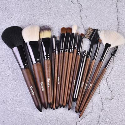 China Soft Stiffens Wooden Coffee To Handle New Cosmetics Brush Set Soft Thick Aluminum Hair Olive Makeup Brushes 15pcs for sale