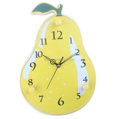 China Home Decorate Pear Shape Glass Wall Clock Kitchen Clock for sale