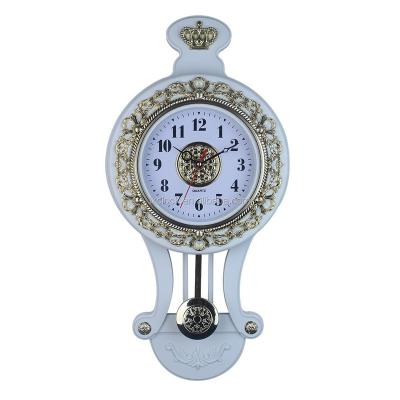 China Wall Mounted Clock Pendulum Clock Antique White Plastic Wall Clock for sale