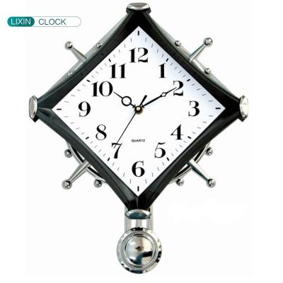 China Diamond Shape Modern Design Clock Pendulum Wall Mounted Wall Clock for sale