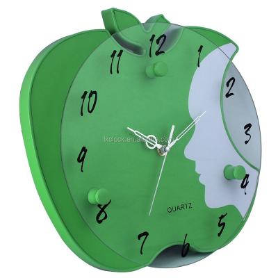 China Home Decorate Creative World Time Clock Fashion Wall Clock Apple Shape for sale