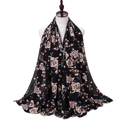 China Europe/America/Middle East 2021 Printed Crinkle Pleated Lady Soft Bubble Chiffon Hijab Scarf Long Shawls Wraps Women Head Scarf Hijabs for sale