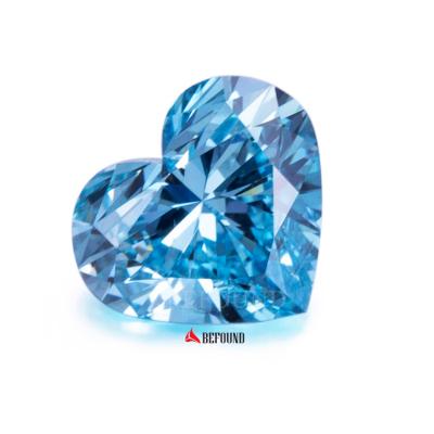 China Lab Grown Earings CVD Diamond Prices Fancy Intense Blue Greenish Color Heart Shape Diamond For Ring Gold for sale