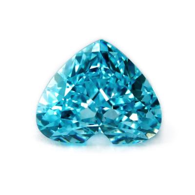 China High Quality Fire Color Cubic Zircon Color Play or Ice Crushed Blue Green Color Shiny Cut CZ 9x10mm Heart Shape For Necklace Jewelry for sale